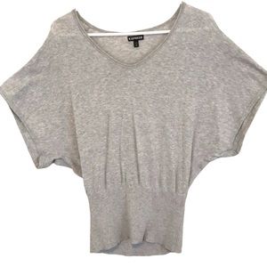 NWOT Express Light Gray Dolman Short Sleeve Sweater w/Fitted Waist SZ XS
